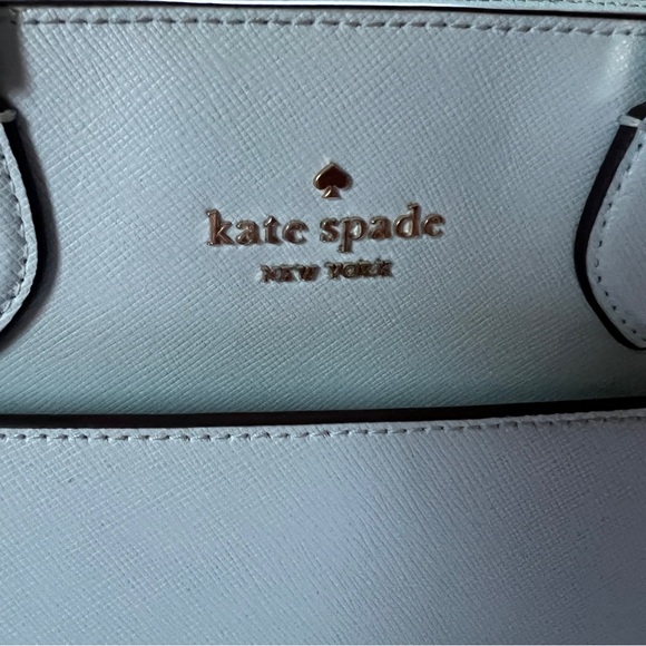 Kate Spade Madison Saffiano Leather Medium TopZip Blue Glow Satchel GUC NO STRAP - Picture 5 of 8